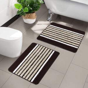 Kuber Industries Brown & Black 2 Pieces Texturd Microfibre Anti-Skid Doormats