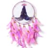 DULI Pink & Purple Printed Hanging Dream Catcher with Feathers